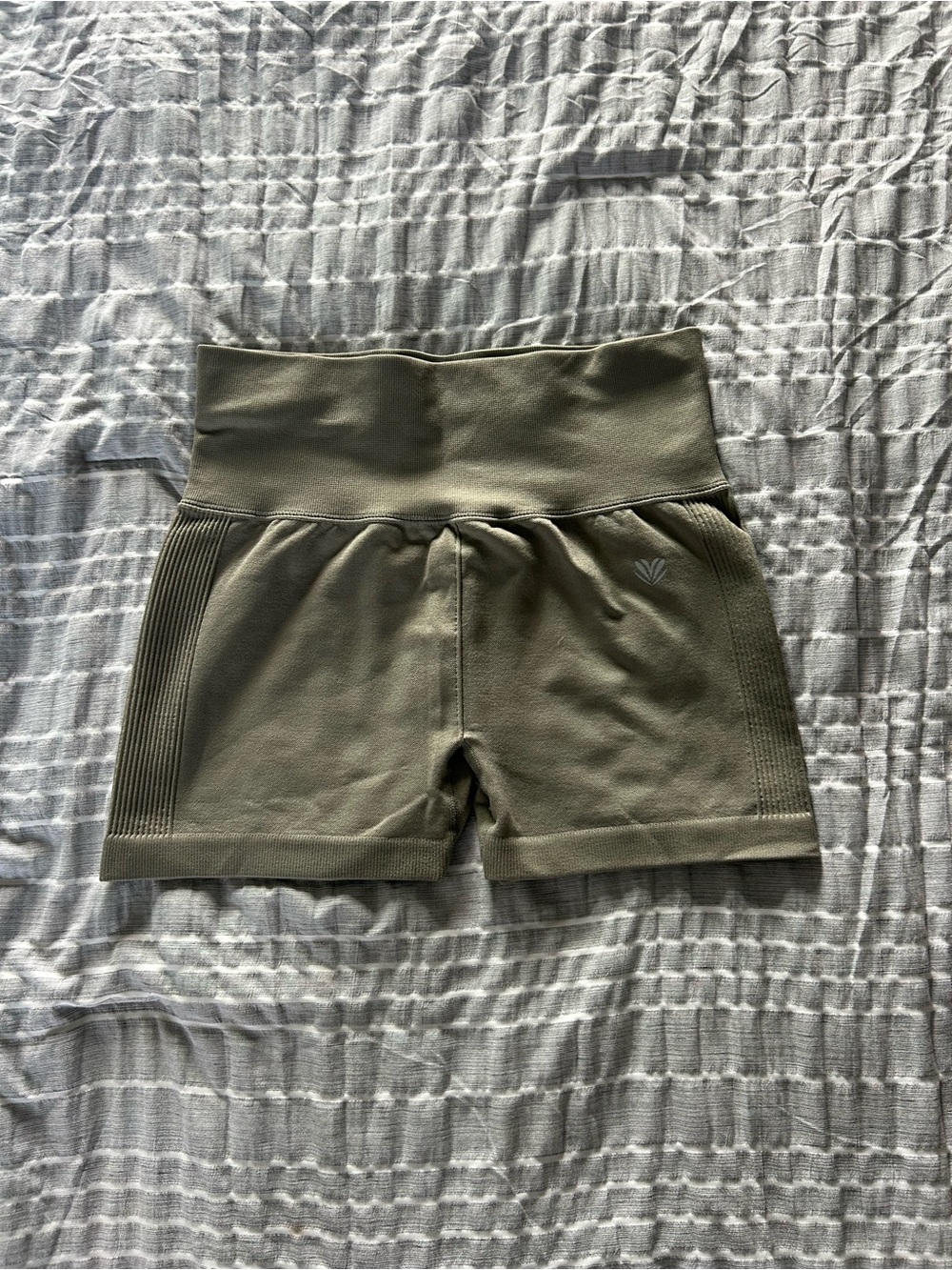 High-Waist Olive Green Seamless Workout Shorts